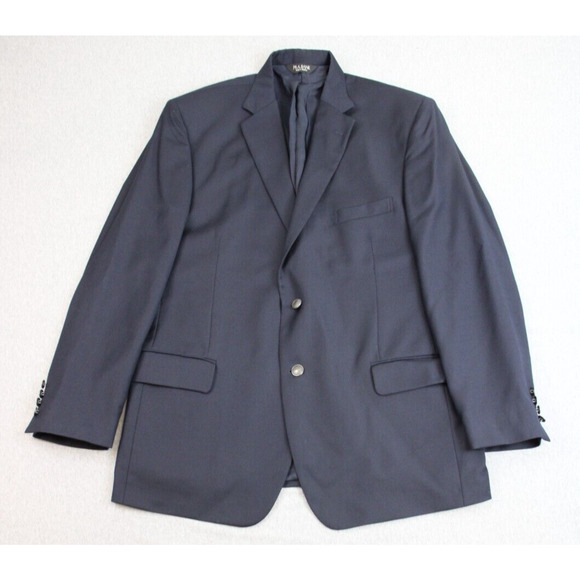 Jos A Bank Blazer Jacket Mens 44R Navy Blue 2 Button Tailored Fit Wool - Picture 1 of 9